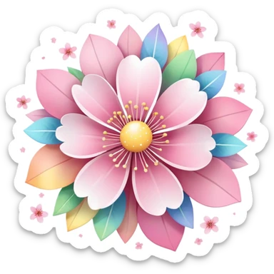 Cute Pastel pink and white Cherry Blossom Sakura Starburst Rainbow Planet sticker