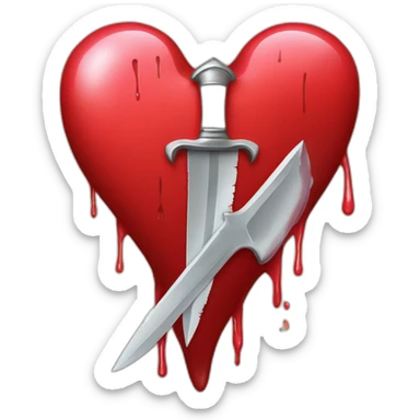 Dagger within a heart bleeding sticker