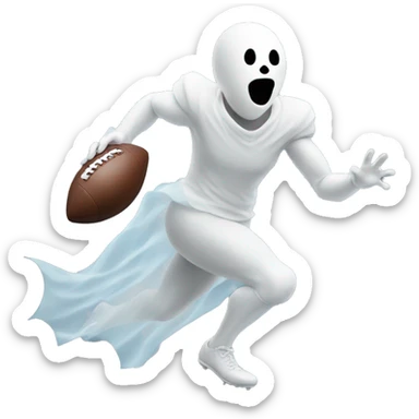 Ghost emoji catching a football sticker