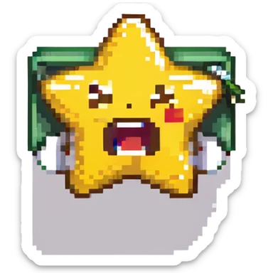A 100 x 100 pixel emoji illustrating applause, with a star-shaped mouth that has a zipper, similar to the attached image. The star should be designed to appear as if it is cheering. sticker