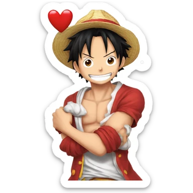 Luffy qui fait un coeur pour M sticker