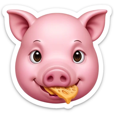 Pig eating food sticker