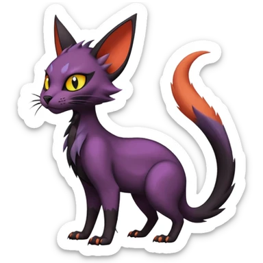 Black edgy Noivern-Noibat-Purloin-Torracat-Lykoi-Caracal-cat-Fakemon-fusion-hybrid-creature with scale markings sticker