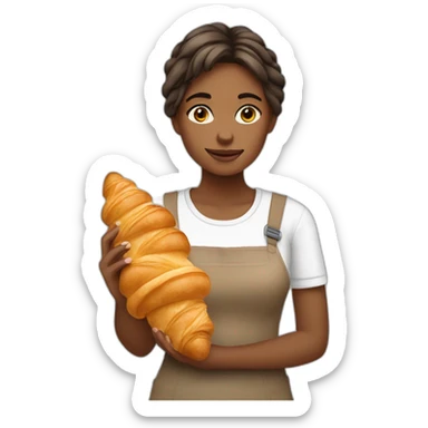 girl with croissant  sticker