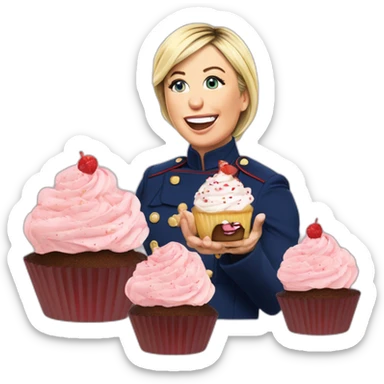 Marine le pen mangeant des cupcakes sticker