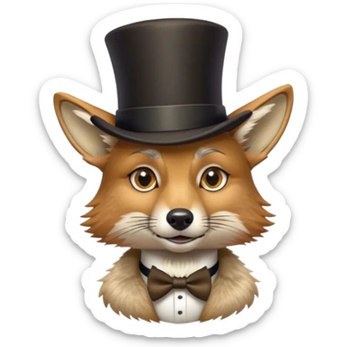 Fancy Coyote wearing a top hat and a monocle sticker