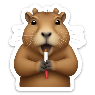 Capybara holding a smoking blunt between two fingers not NSFW sticker
