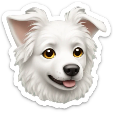 Realistic white dog with log fluffy ears and curly tail sticker