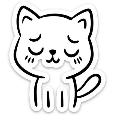 custom cat character inspired by TenSquared server logo, black and white, sad emotion, hand drawn icon style sticker