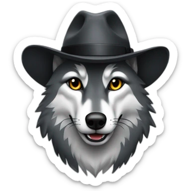 Grey wolf with a black fedora sticker