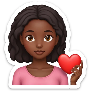 Black girl with a cute heart sticker