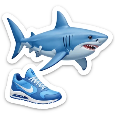 Tralalero Tralala, a shark with 4 legs and blue nike sneakers on each foot sticker