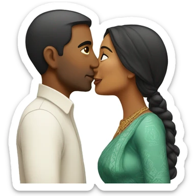 Indian woman kissing white man sticker
