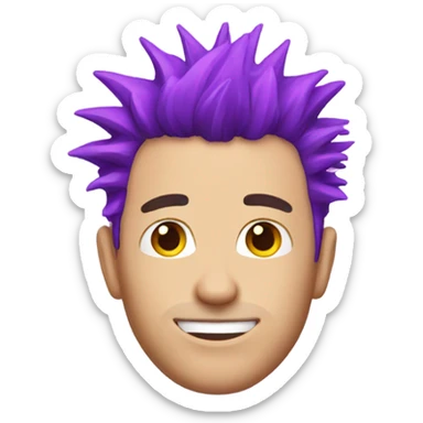 white guy with purple spiky hair sticker