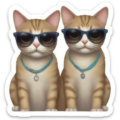 two cat best friends in sunglasses  sticker
