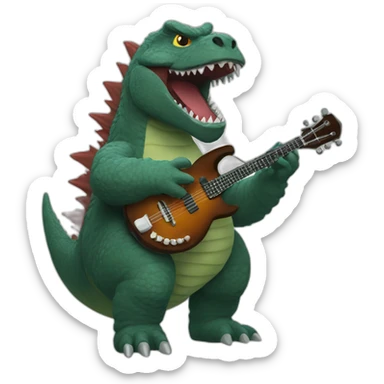 godzilla playing mandolin sticker