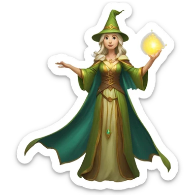 D&D Caucasian female noble wizard elf casting a spell  sticker