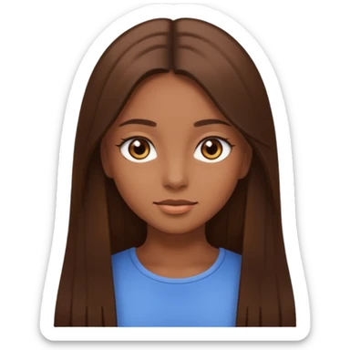 Beautiful girl,Brown ,straight hair，long hair, light brown eyes sticker