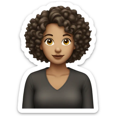 brunette girl with curls sticker