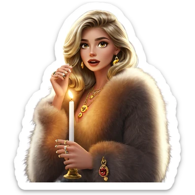 girl with jewelry by candlelight sticker