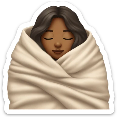 Brown girl inside a blanket eyes closed sticker
