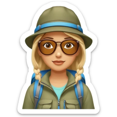 woman hiking in the woods in the sunshine sticker