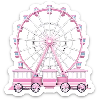 mix light pink dark pink and white theme park Ferris wheel sticker