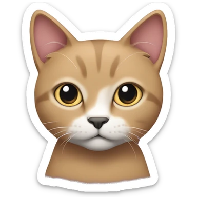 A cute light brown cat with a purple/grayish solid coloured hoodie. And black eyes  sticker