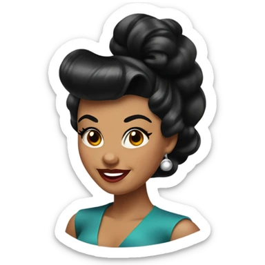 pin-up brown woman with black hair victory rolls style sticker