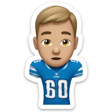 Guy with Detroit lions shirt on crying sticker
