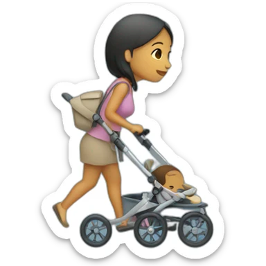 woman pushing stroller rain sticker