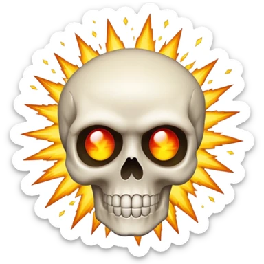 skull with emoji style explosion sticker