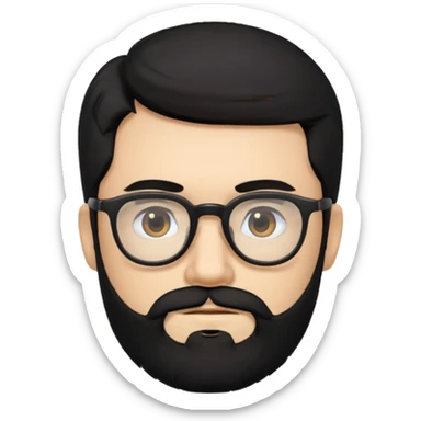 man with beard and glasses black hair sticker
