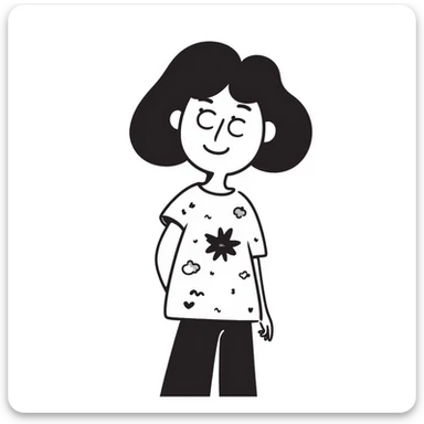 Cartoonish girl smiling with short hair sticker