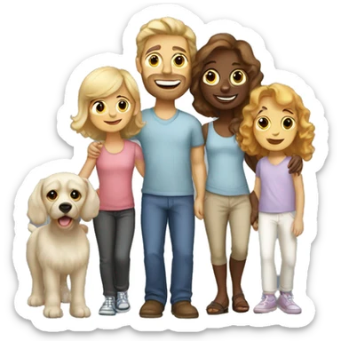 White Family with 3 kids and 2 cockapoos sticker