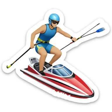 An icon featuring a close-up collage of water skis, splashing water, and a speedboat pulling the skier across the surface. The design highlights the motion of the skis cutting through the water and the boat’s wake. Transparent background emphasizes the thrill of water skiing. sticker