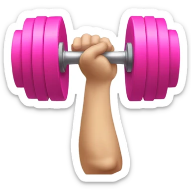 White bicep holding a pink dumbbell sticker
