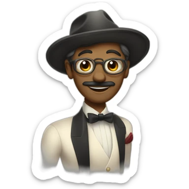 Imagina un personaje principal para una película animada musical ambientada en la década de 1920. Debe ser un bailarín de jazz carismático y lleno de energía sticker