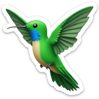Colibri de color verde  azul volando sticker