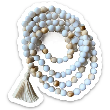 Mala beads white and beige  sticker