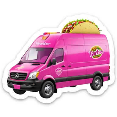 Barbie’s hot tacos Extended length Sprinter 4500 van high roof delivery truck   sticker