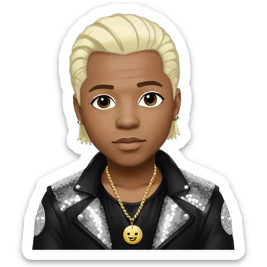  Sisqo from Dru Hill with platinum blonde hair, black sequin outfit, dark skin sticker