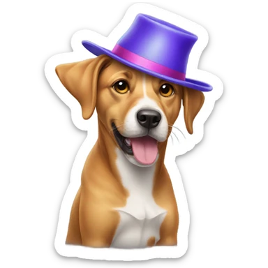 Dog wearing hat sticker