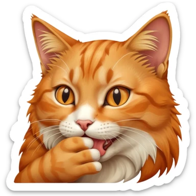 cat licking its paw sticker