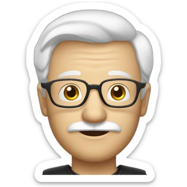 meester frank visser white hair, white mustache and glasses sticker