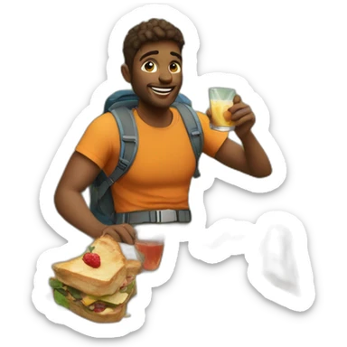 Hiking a mountain and having brunch at the same time sticker