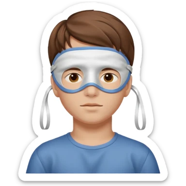 boywith a sleeping mask over head sticker