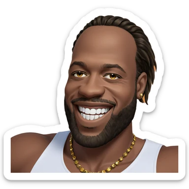 smiling male with jewelry sticker