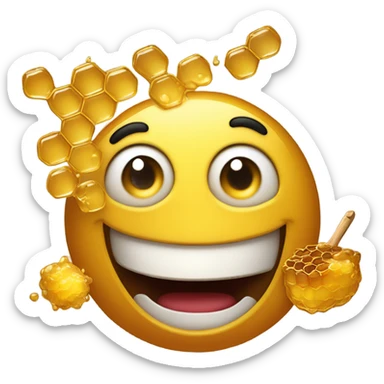 Emoji happily throwing up honey sticker