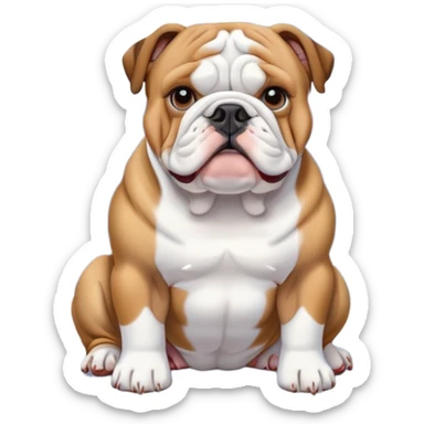 English bulldog sitting, Mount Fuji visible in the distance sticker